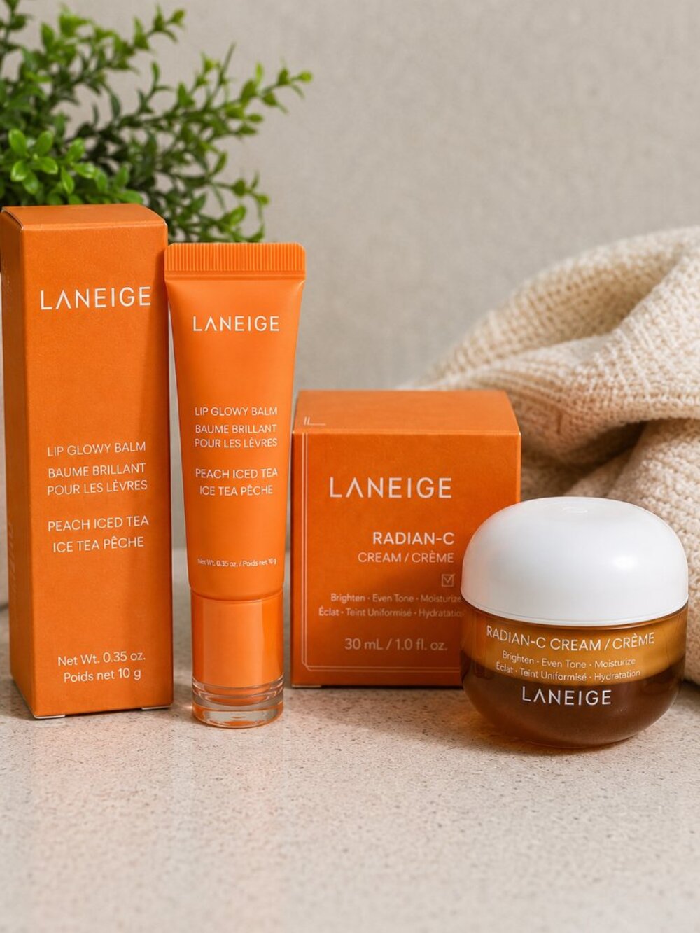 NIB✨ Laneige Glow Duo ✨ Peach Iced Tea Lip Balm + Radian-C Cream